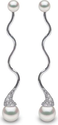 Yoko London 18kt white gold Sleek Akoya pearl and diamond earrings - women - Diamond/18kt White Gold/Akoya Pearl - One Size - Silver