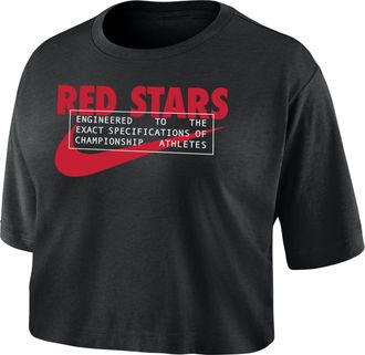 Nike Chicago Red Stars Nike Womens Dri-FIT Soccer Cropped T-Shirt in Black | W118406861-CHI