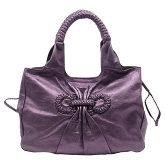 Ferragamo Gancio Intrecc Vitello Shoulder Bag in Purple Leather