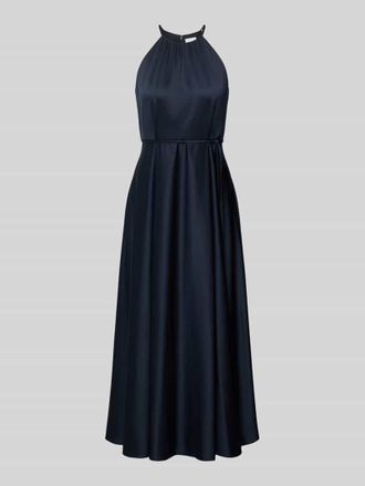 Jake*s Cocktailkleid aus Satin mit Bindeg&uuml;rtel in Marine Melange, Gr&ouml;&szlig;e 32