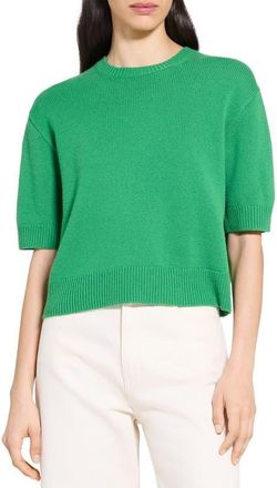 Theory Short Sleeve Cashmere Sweater in Bright Leaf at Nordstrom, Size Medium
