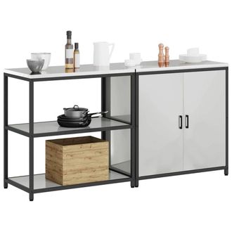 Berkfield Home Modern with Shelf with Storage with Door Adjustable 2 pcs Galvani in Silver