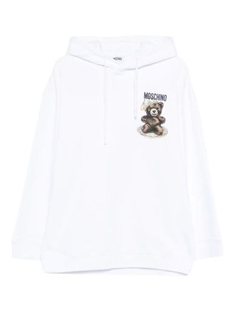 Moschino graphic-print long-sleeve hoodie - White