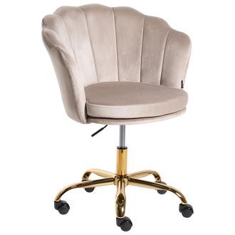 Beliani Silla De Oficina De Terciopelo Base Giratoria Dorada Gris Pardo Monticello
