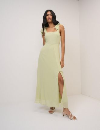 Nobody's Child Green Chiffon Square Neck Tamar Midi Dress