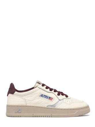 Autry Low-Top Sneakers with Textured Leather Upper and Metallic Details