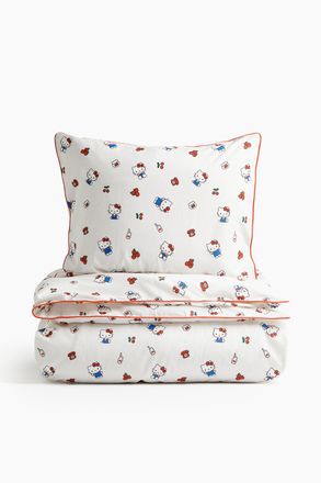 H&M Gemusterte Baumwollbettwäsche für Einzelbett - Beige