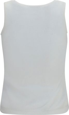 Balenciaga Womens Logo Tank Top Full White Cotton; Polyamide