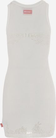 Diesel Womens Dress With Sheer Detailing White Cotton