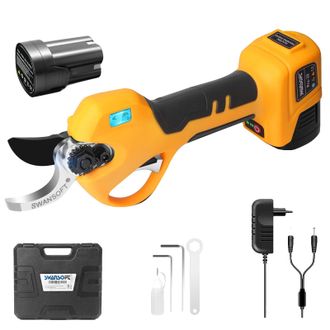 OEM Podadora El&eacute;ctrica, Motor Sin Escobillas, Ancho De Corte De 28 Mm, Color Amarillo, Incluye Dos Bater&iacute;as
