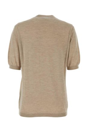 Bottega Veneta Womens Cappuccino Cashmere Sweater Riverbed Exterior: Maglieria
