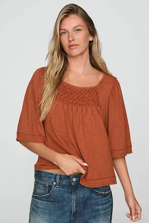 Pilcro Flutter-Sleeve Swing Blouse