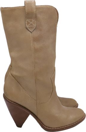 Michael Kors Heeled Western Mid-Calf Boots in Brown Leather