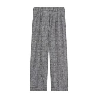 Kenzo Broeken, Dames, Grijs, S, Wide Leg Plaid Broek