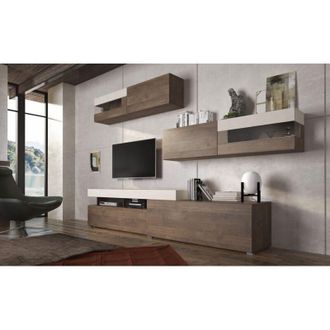 Dmora Pared Modular Giacosa, Abatible Y Elevable, 6 Puertas, 276x48x248h Cm, Nogal Marr&oacute;n