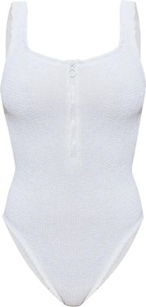 Hunza G Costume intero Dallas con zip - Bianco