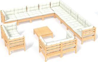 vidaXL Muebles De Jard&iacute;n 14 Piezas Y Cojines Madera Maciza De Pino Vidaxl