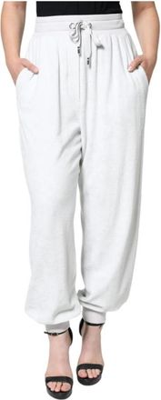 Dolce & Gabbana Witte Nylon Jogger Trainingsbroeken met Trekkoordsluiting - Dames - Sweatpants - Wit - S - Nylon - Broeken