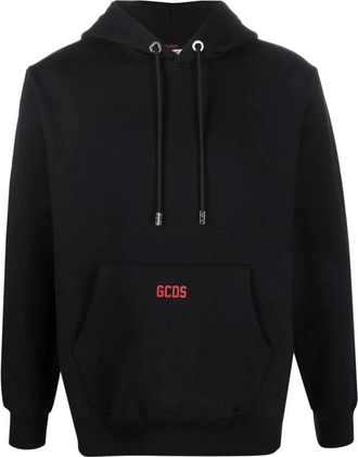 GCDS Casual Zwarte Katoenen Hoodie - Heren - Hoodies - Zwart - L - Katoen - Hoodies & sweatvesten