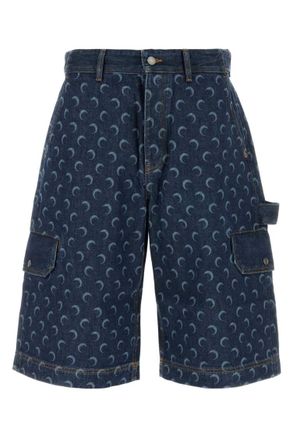 Marine Serre Navy Blue Printed Shorts