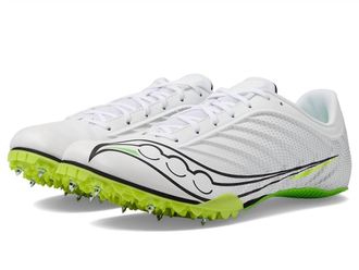 Saucony Mens Spitfire 5 Spike Shoes In White/slime