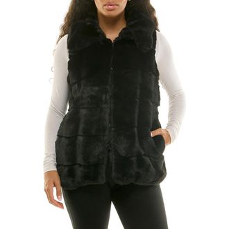 Nina Leonard Faux Fur Vest in Black at Nordstrom Rack, Size Medium