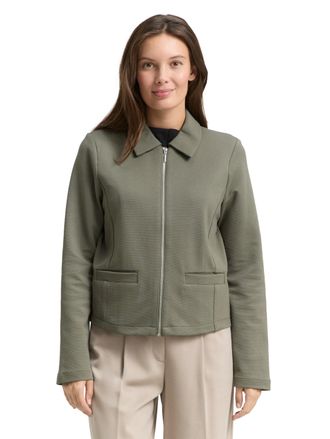 Tom Tailor Jackenblazer TOM TAILOR, Damen, Gr. XXL, cloudy gr&uuml;n, Web, Obermaterial: 54% Baumwolle, 43% Polyester, 3% Elasthan, unifarben, regular fit taillenbede