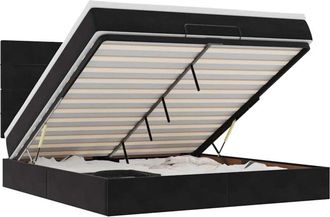 vidaXL Vidaxl - Ottoman Bed with Mattresses Black 180x200cm Velvet