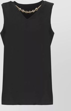 Fabiana Filippi sleeveless blouse relaxed fit v neckline gold