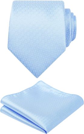 Alizeal Mens 8cm Solid Color Necktie and Hanky Classic Business Wedding Formal Tie with Pocket Square Set, Ocean Blue