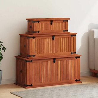 vidaXL Cassapanche 3 pz in Legno Massello di Acacia - Vidaxl