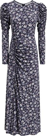 Mar De Margaritas Midi jurk met zijdelingse plooien en knopen - Dames - Casual kleedjes - Blauw - XL - Kleedjes