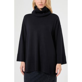 Marina Rinaldi Cashmere Sweater with Removable Collar in Midnight Blue at Nordstrom, Size X-Large