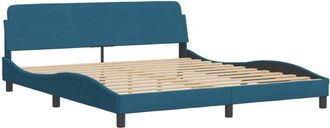 vidaXL Vidaxl - Cama con cabecero sin colchón terciopelo azul 180x200 cm