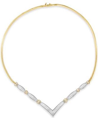 House of Brilliance 14K Yellow and White Gold 3.00 Cttw Diamond V Shape Statement Necklace in Yellowwhite at Nordstrom