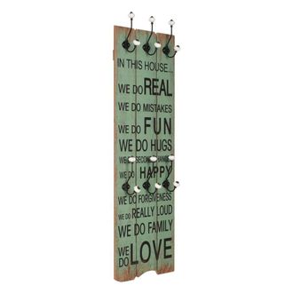 Berkfield Home Wall-mounted Coat Rack with 6 Hooks 120x40 cm HAPPY LOVE