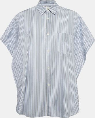 Comme Des Gar&ccedil;ons Blue Striped Cotton Side Open Shirt