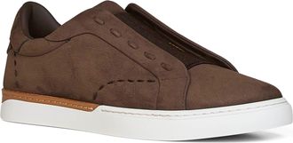 Fendi Mens Low-Top Sneakers City Brown Nubuck Calf Leather Trainers