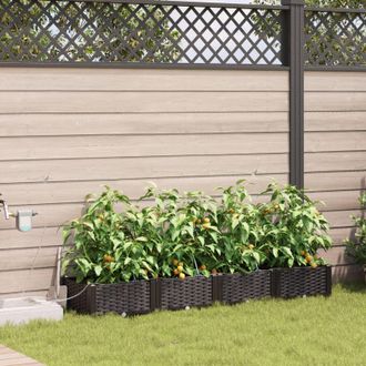 Berkfield Home Garden Planters with Water Irrigation System 4 pcs Brown