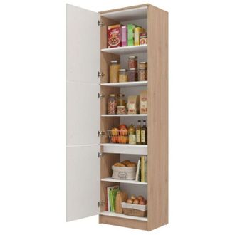 Dmora Dispensa da Cucina Saracena, Mobile da Cucina 5 Ripiani, 3 Ante, 6 Vani, 60x58.5x216h cm Beige
