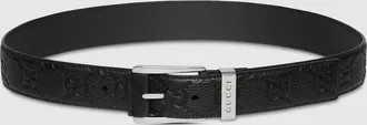 Gucci Embossed GG Belt With Squared Buckle, Size Gucci 110, Leather
