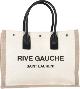 Saint Laurent Pre-owned Tote Bags, female, Beige, Size: ONE SIZE Pre-owned Fabric handbags