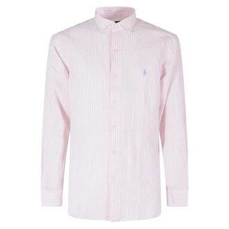 Polo Ralph Lauren Button-Down Collar Logo-Embroidered Linen Shirt - Heren - Zakelijke Overhemden - Roze - S - Linnen - Overhemden