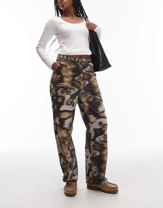 Carhartt Work in Progress Brandon - Pantaloni larghi con stampa mimetica effetto pelliccia-Multicolore