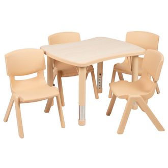 Flash Furniture 21.875W x 26.625L Natural Plastic Height Activity Table Set with 4 Chairs