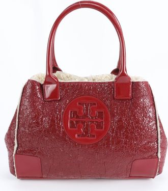 Tory Burch Red Color Leather Handbag Tote Bag (Pre-Owned)