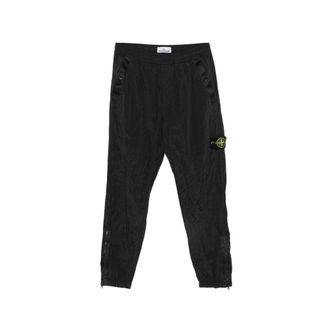 Stone Island Logo-patch Crinkled Track Pants