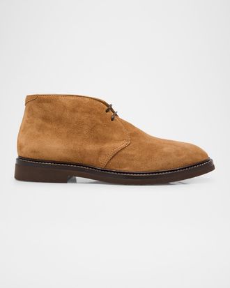Brunello Cucinelli Men & apos;s Suede Rubber-Sole Chukka Boots