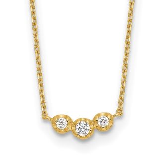 Diamond2Deal 14k Yellow Gold Polished 3 Stone Cubic Zirconia Necklace 18
