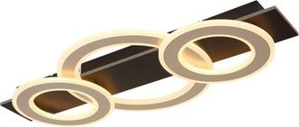 Globo Lighting Lámpara de techo LED semiempotrada integrada de 3 anillos, color negro mate, 3 LED, 3000 K